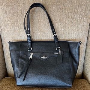 Black Leather Coach Tote Bag